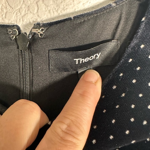 Theory Black Polkadot Mini Velvet Dress - Picture 6 of 8